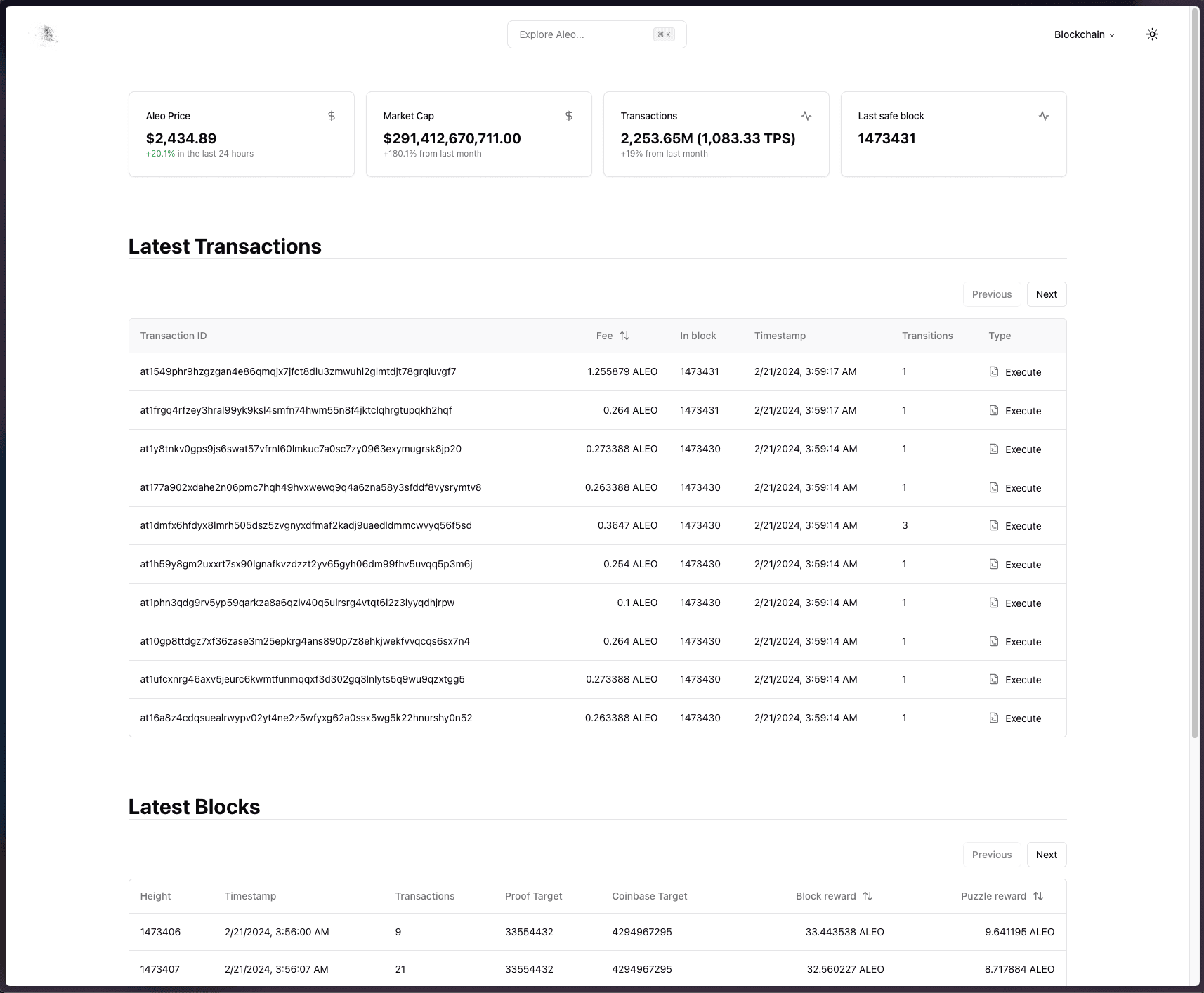 Explorer home page